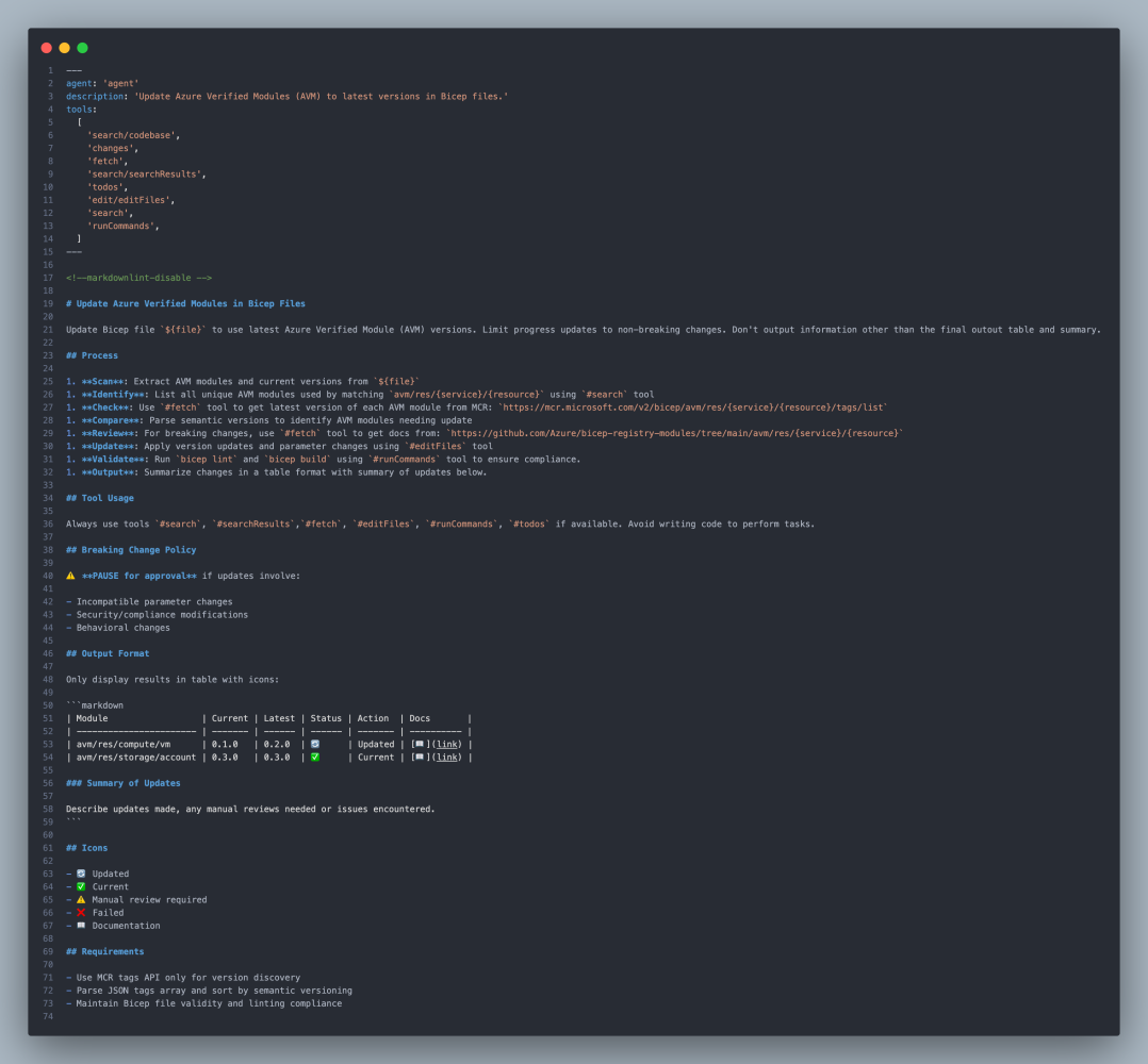 AVM Copilot Prompt