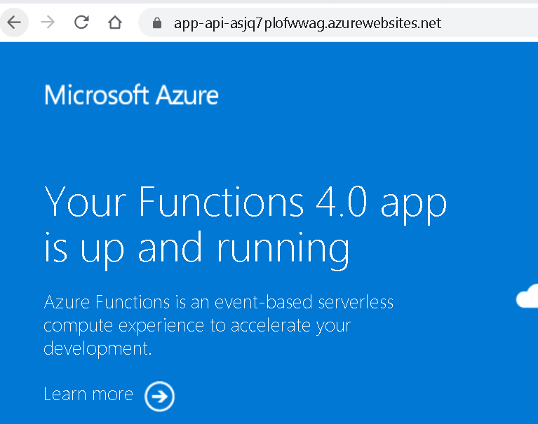 Default Function App HTTP response