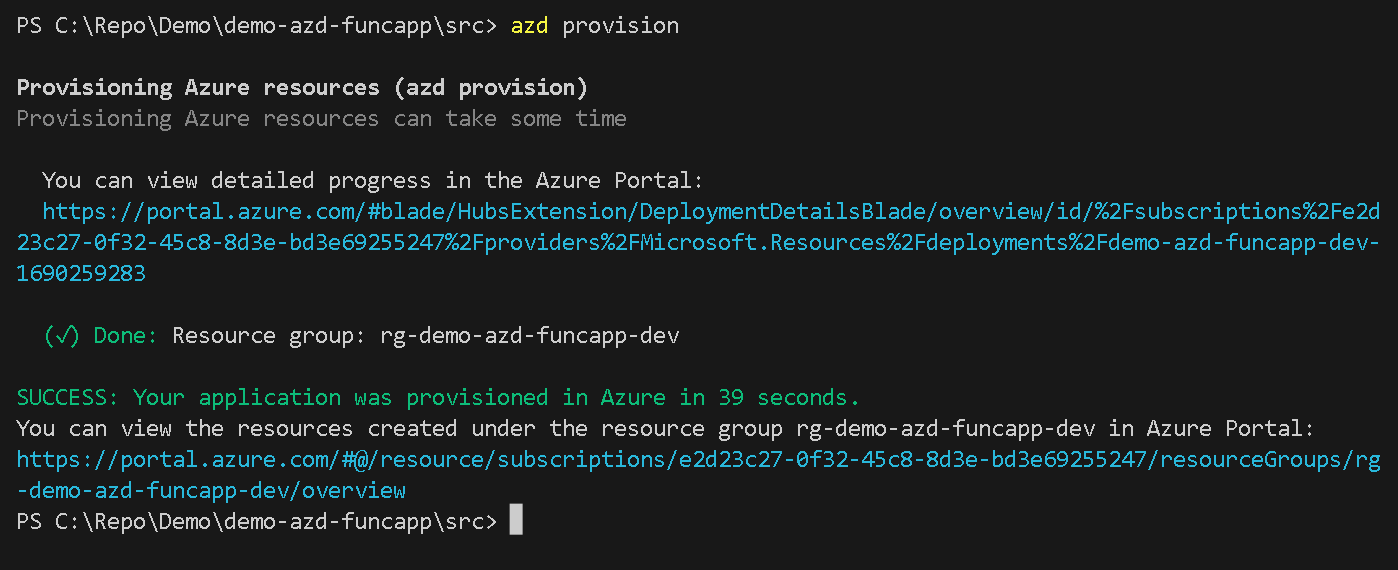 Provision command completed