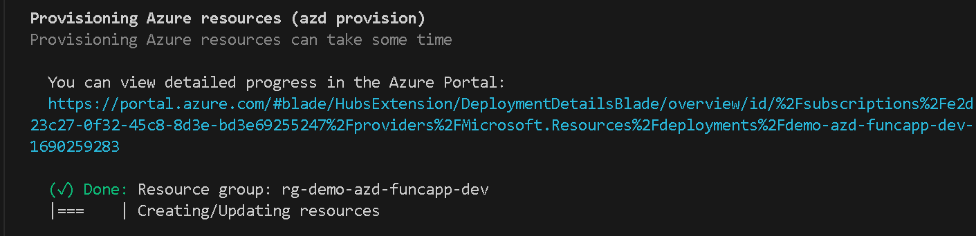 Provision command is running