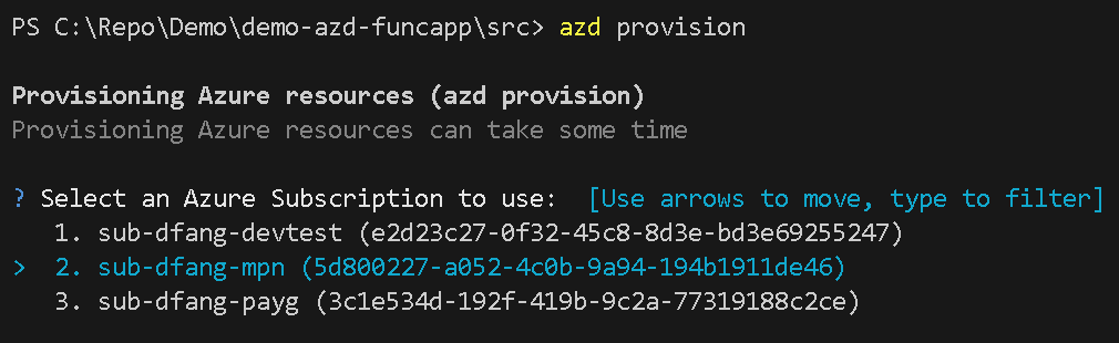Select the Azure Subscription