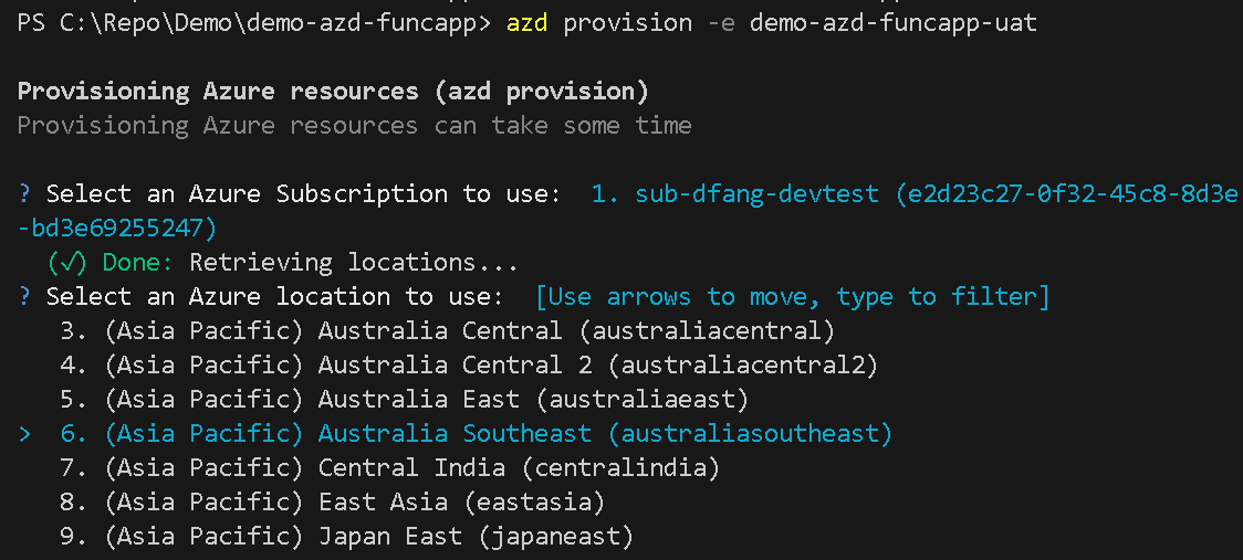 Select Azure Region