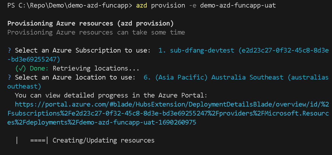 Provision UAT is running