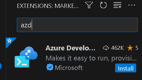 VS code AZD extension