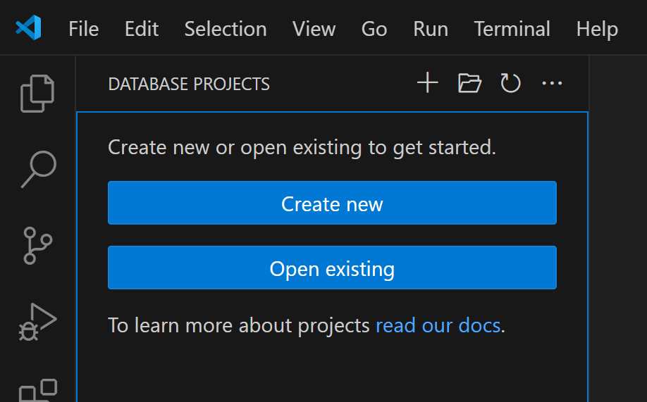 VS Code - Open existing database project